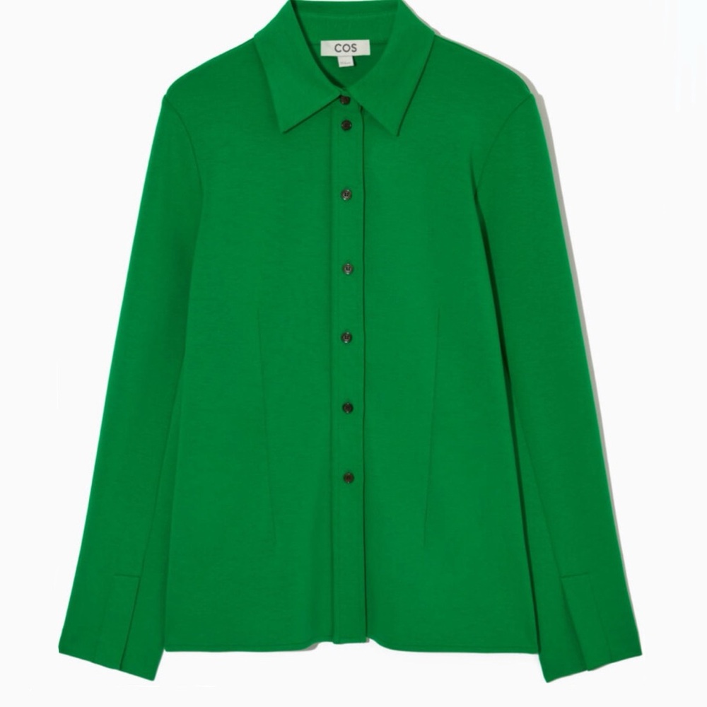 COS Slim-Fit Open-Cuff Shirt In Green Size S